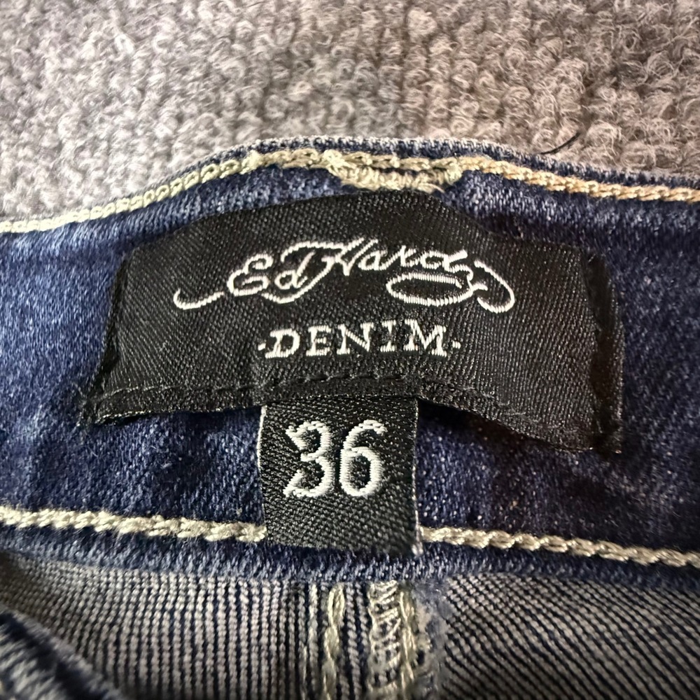 Ed Hardy Mens Slim Straight Embroidered Eagle Snake Jeans Blue 36 MEHD8301-8 NWT - Picture 4 of 11